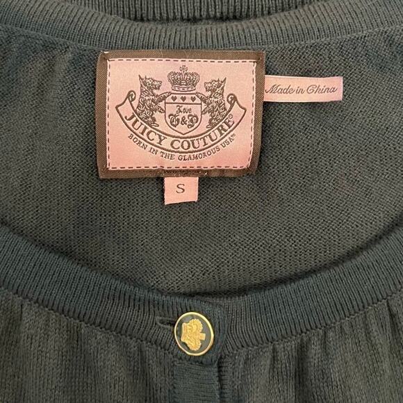 Vintage Juicy Couture Cotton Cashmere Gold Button Up Cardigan Women’s Sz S Gray - Picture 7 of 14